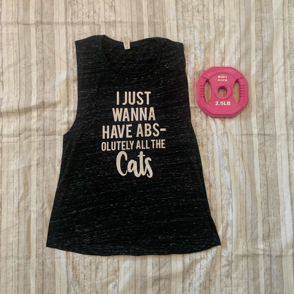 💪🏻 Abs-olutely All The Cats Black Marble Medium Muscle Tank